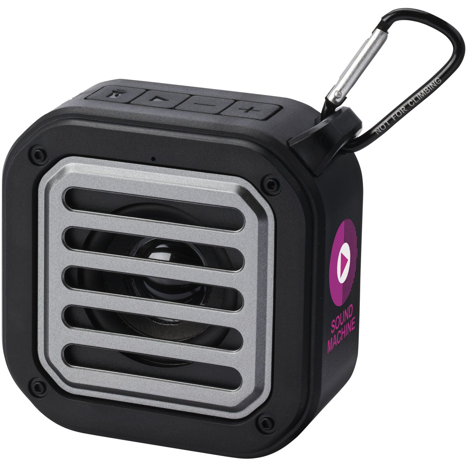 Solo 3W IPX5 Solar Bluetooth-Lautsprecher aus recyceltem RCS Kunststoff mit Karabinerhaken  - schwarz-82