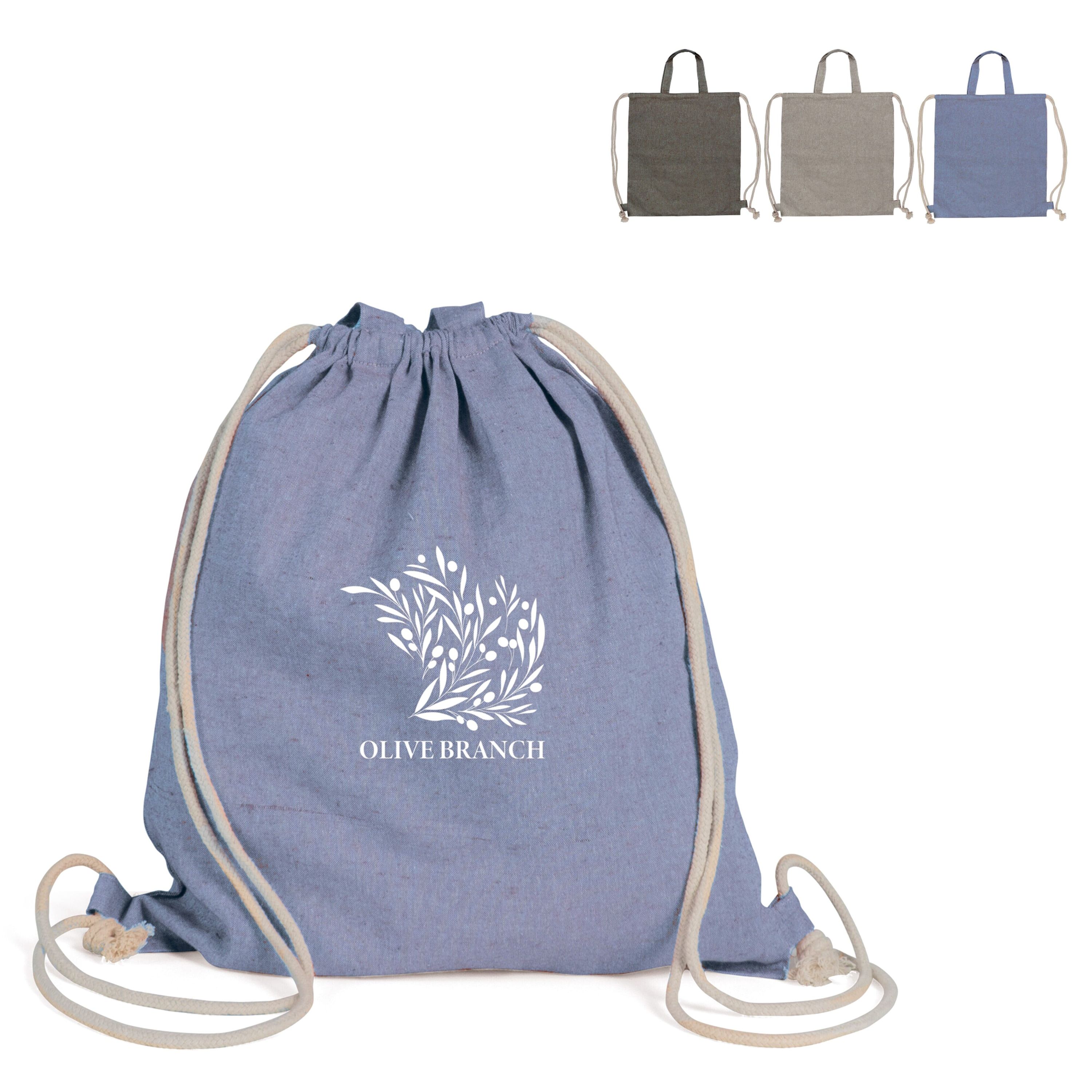 Tasche/Beutel mit Kordelzug aus recycelter Baumwolle 38x42cm - grau-444
