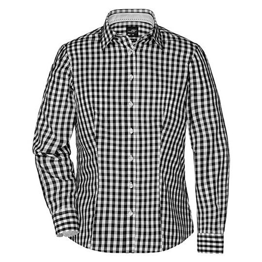 Ladies´ Checked Blouse - black - white-177