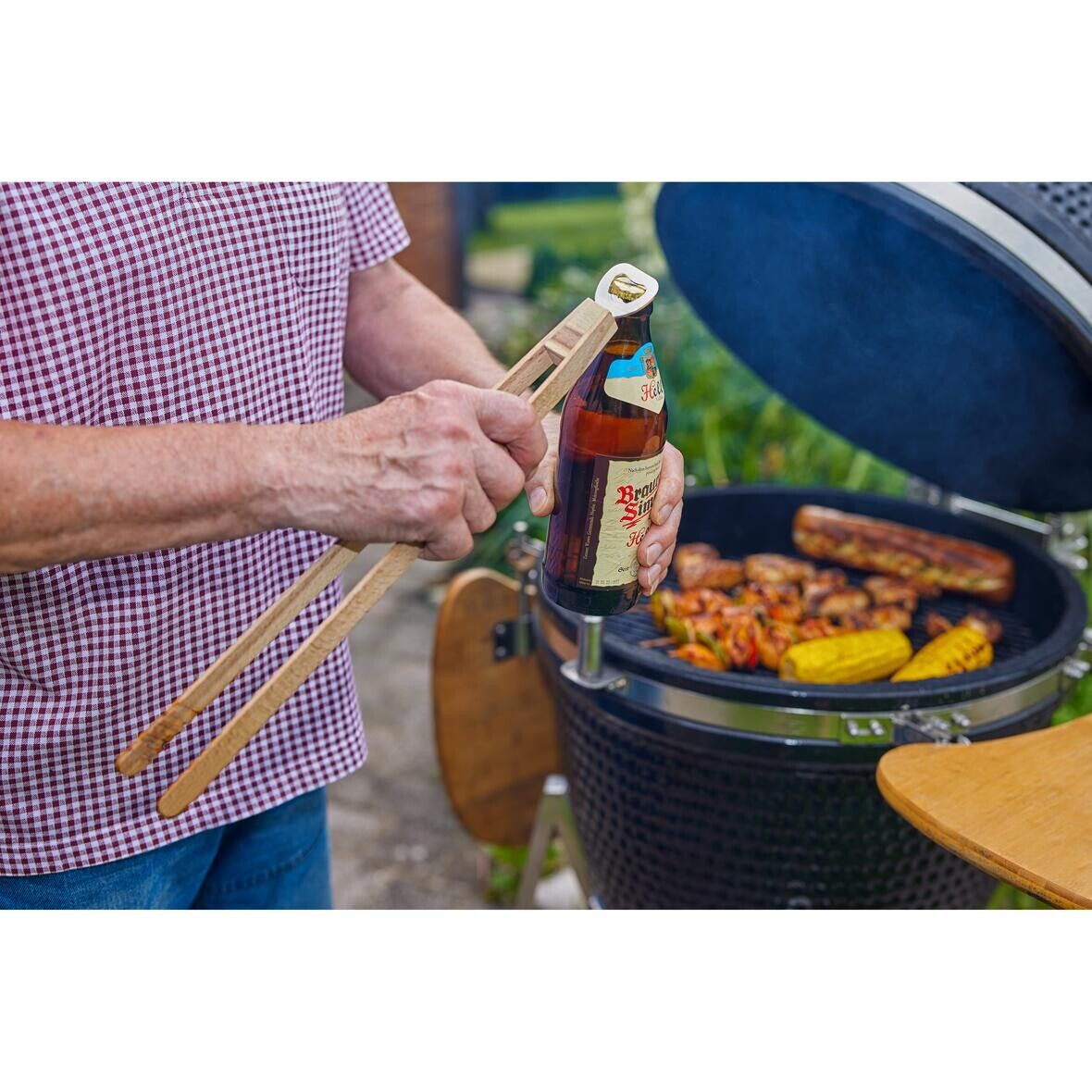 Holz-Grillzange Opener mit Kapselheber, 43 cm - natur-41