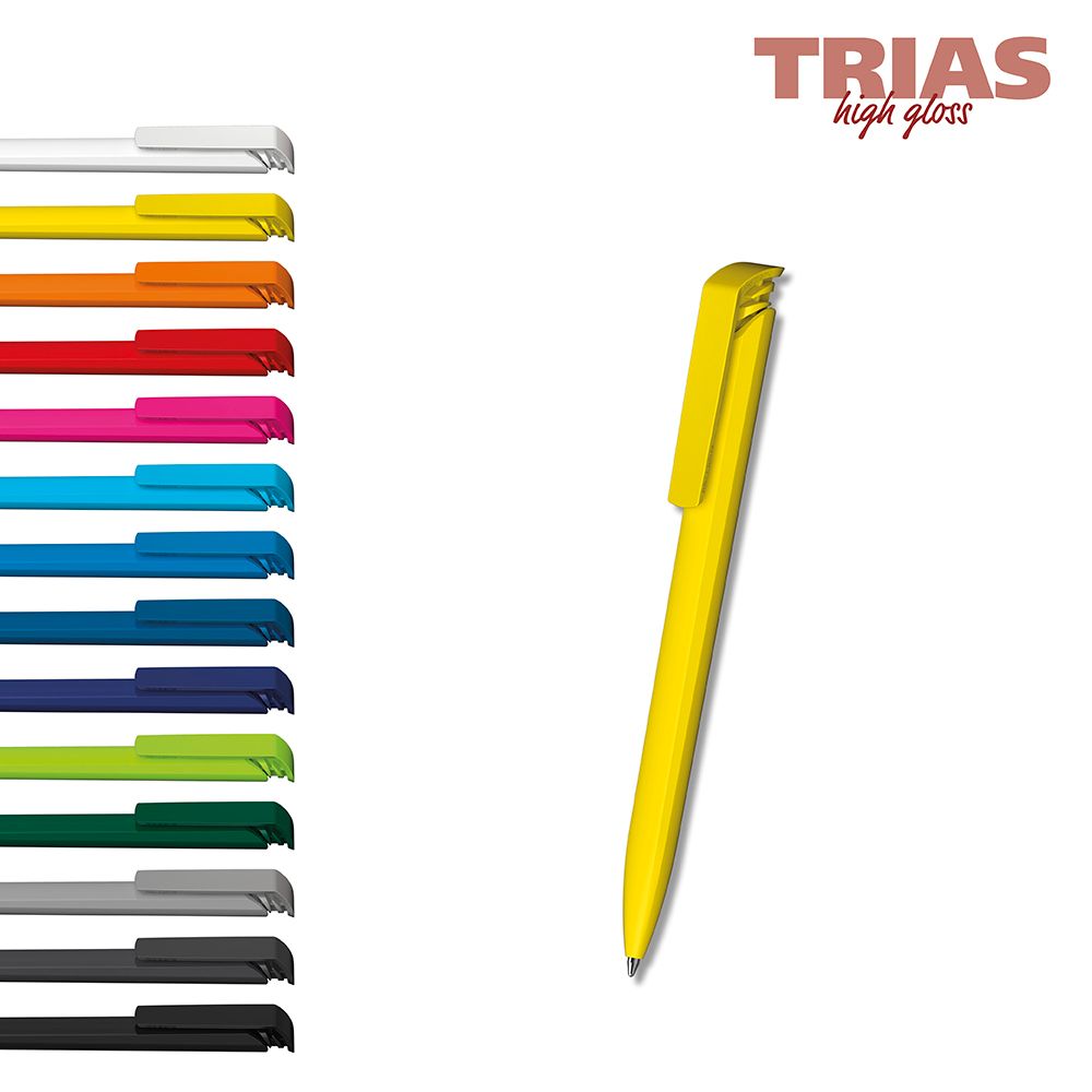 Druckkugelschreiber Trias high gloss - weiss-691