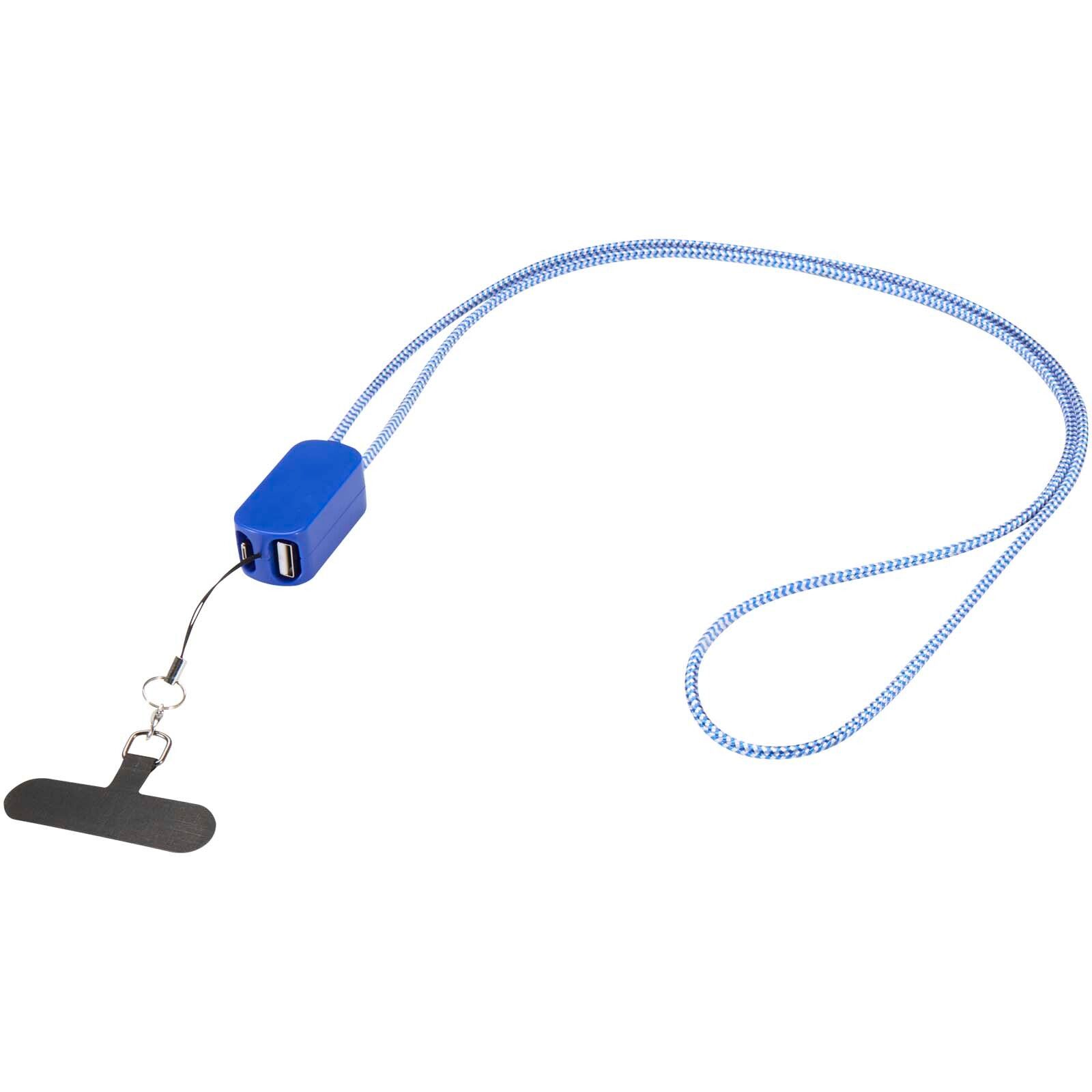 Anser Smartphone Lanyard aus recyceltem Kunststoff mit 27 W 5-in-1 integriertem Kabel - royalblau-674