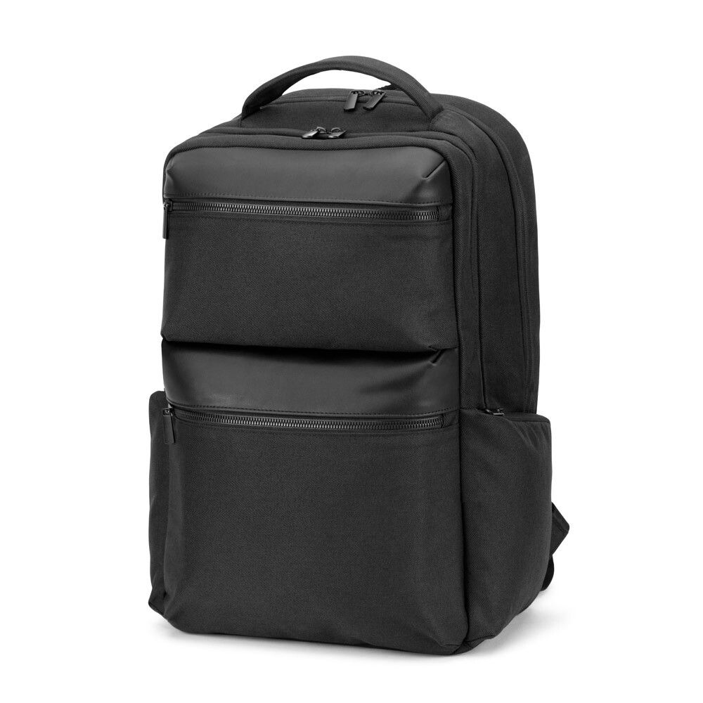 COPENHAGEN Wasserabweisender Rucksack aus recyceltem Twill mit zwei großen Fronttaschen, 17'3 Zoll - schwarz-660