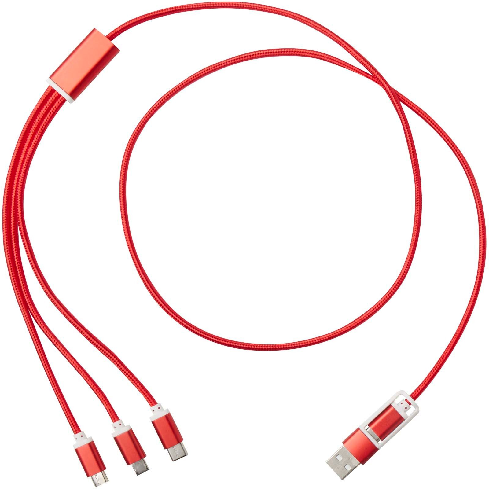 Versatile 5-in-1 Ladekabel aus recyceltem Aluminium - rot-282