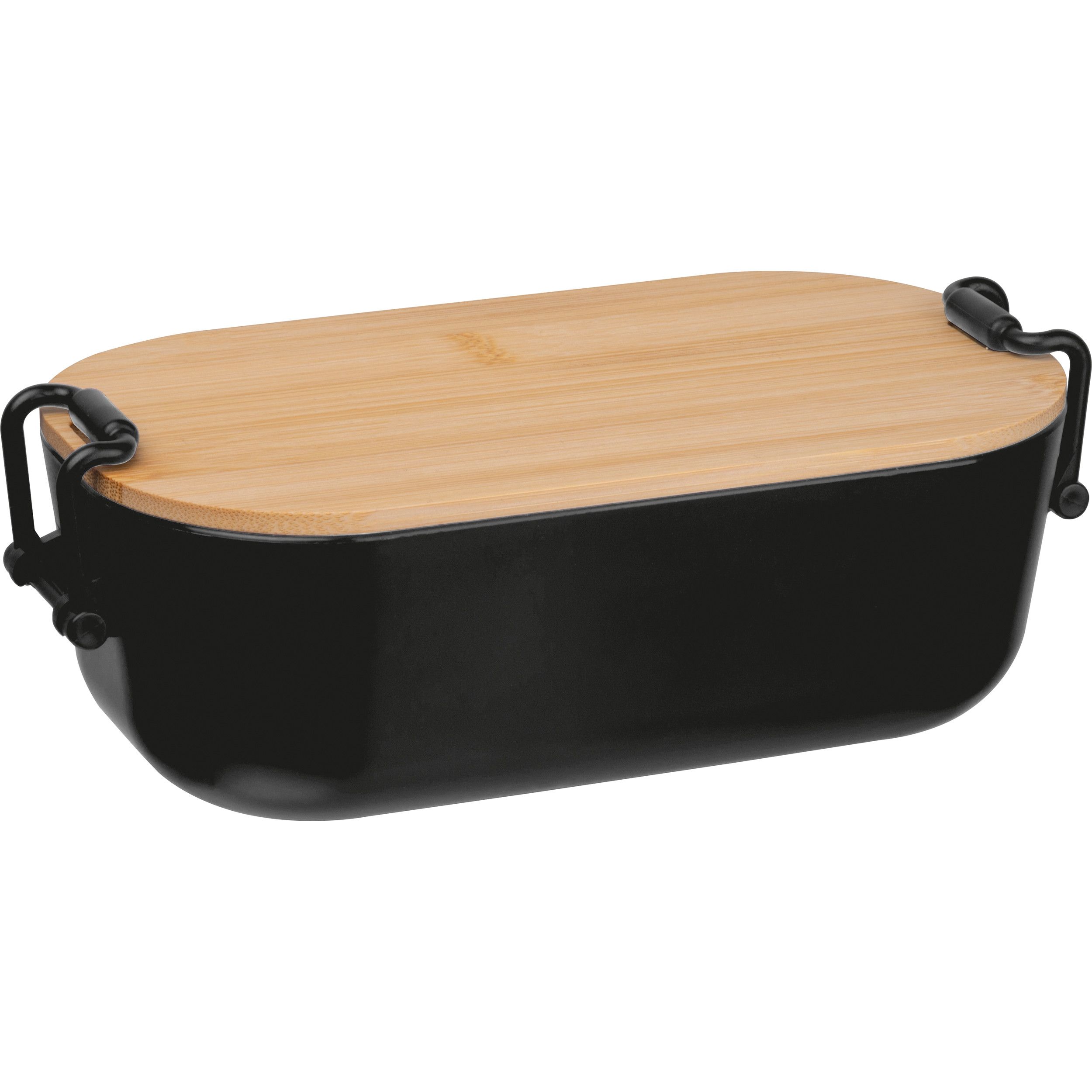 Lunchbox mit Bambusdeckel und Bügelverschluss JAVIER - schwarz-876
