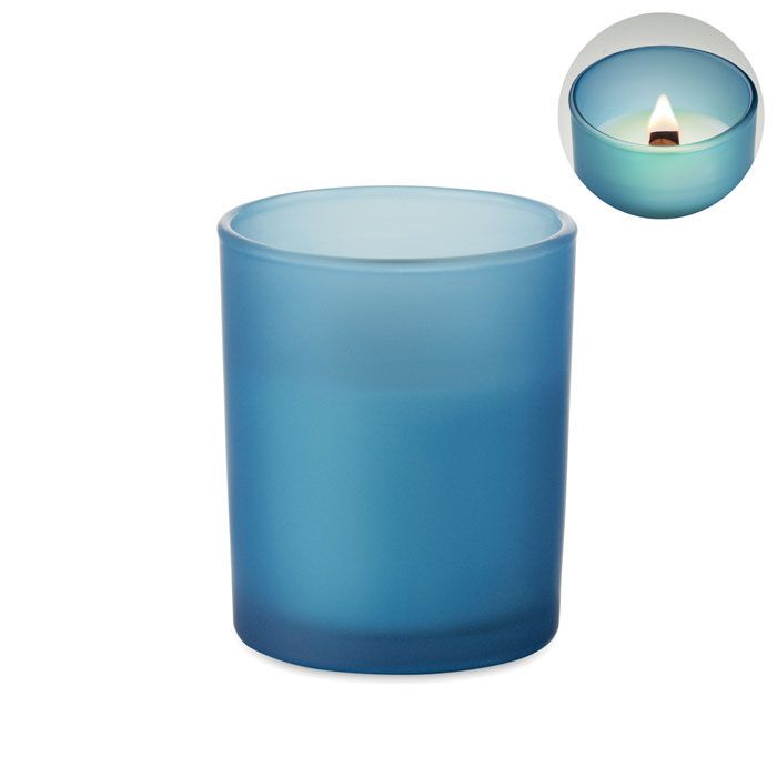 Kerze aus Pflanzenwachs 80 g KIVAS WOOD - blau-939