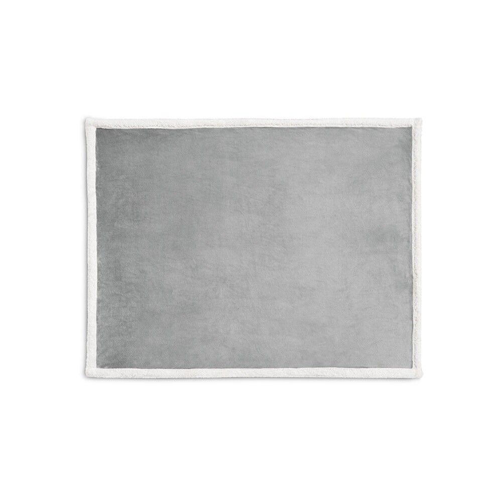 HEIDEN Wendbare Fleecedecke (190 g/m²) mit Satinband & Karte - grau-818