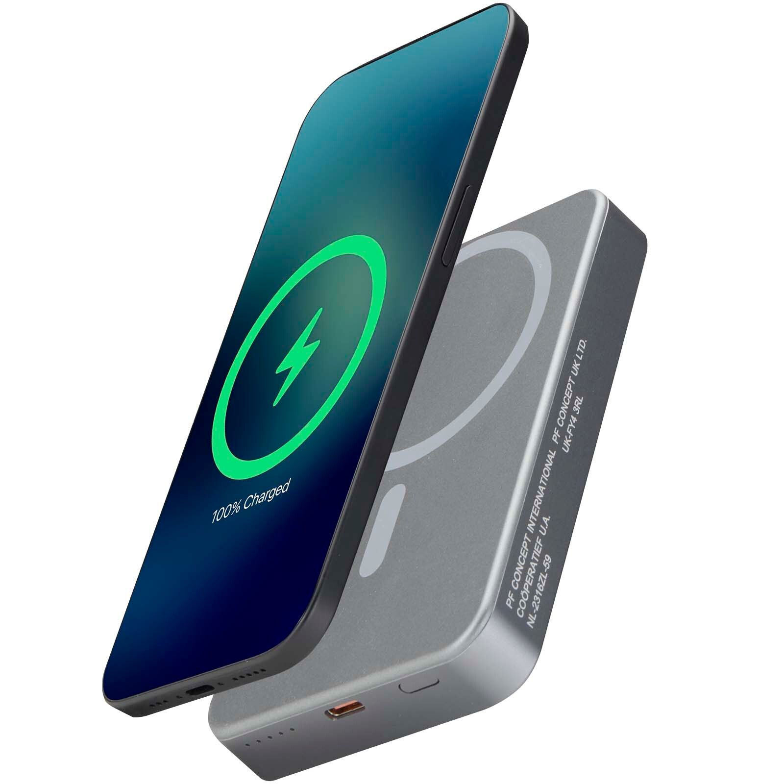 Avis 10.000 mAh RCS Powerbank aus recyceltem Aluminium mit Magnetfunktion  - gun metal-912