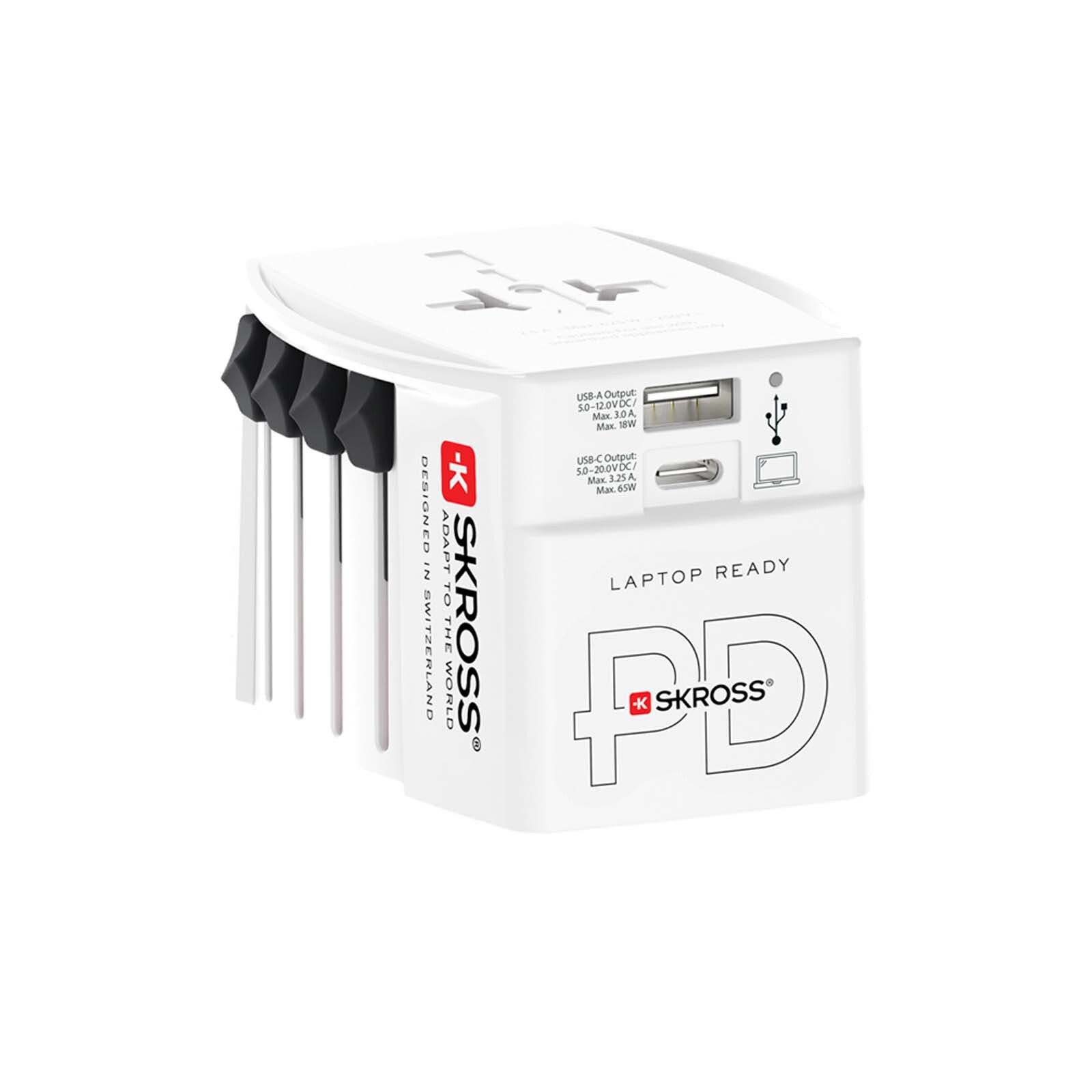 SKROSS MUV AC65PD Reiseadapter mit USB-C Kabel  - weiss-858