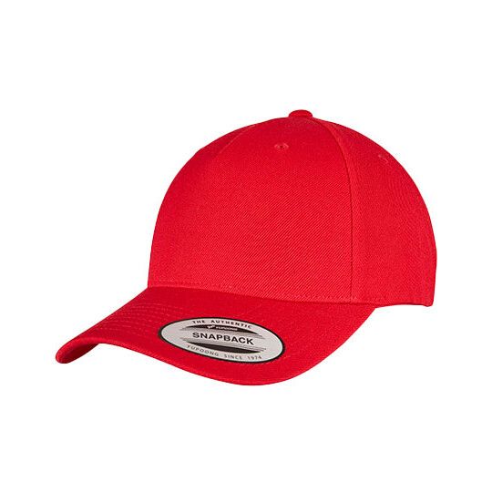 YP Classics 5-Panel Premium Curved Visor Snapback Cap - red-639