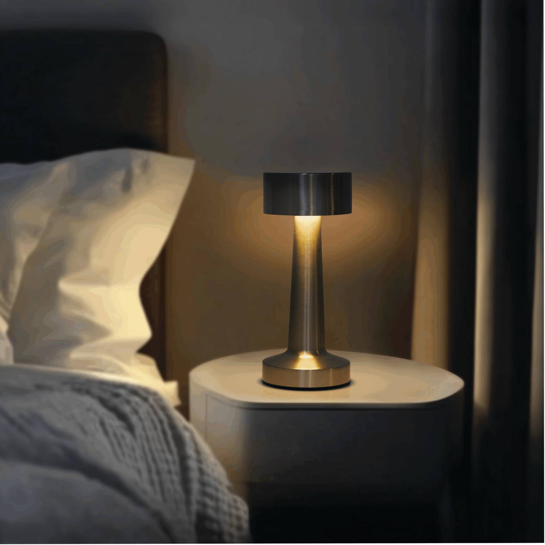 Edelstahl-Tischlampe MUSHROOM - silber-891