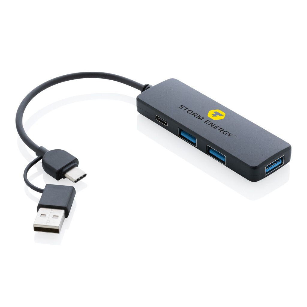 RCS recycelter USB-Hub mit Dual-Input - schwarz-628