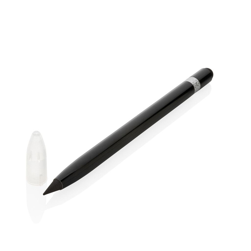 Tintenloser Stift aus Aluminium mit Radiergummi - schwarz-611