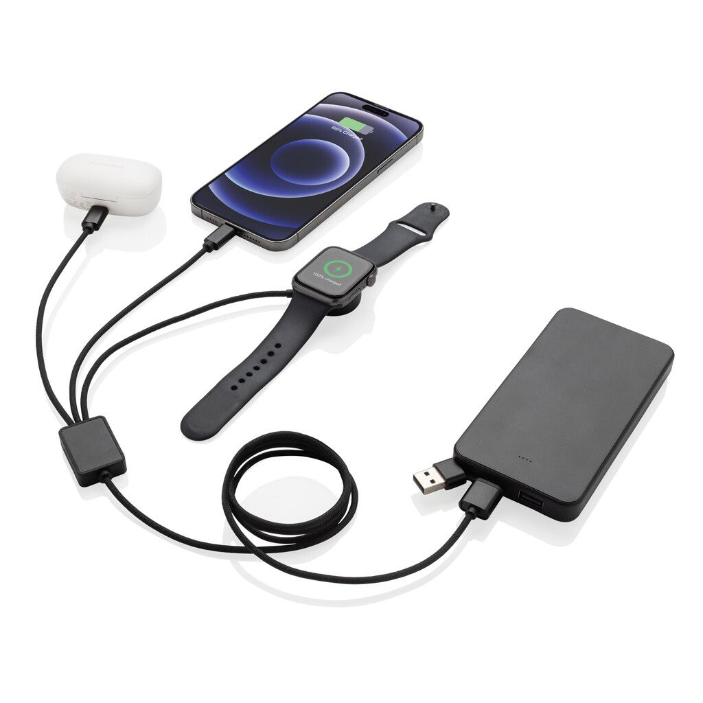 Terra RCS rPET 6-in-1-Ladekabel mit Uhrenladegerät - grau-951