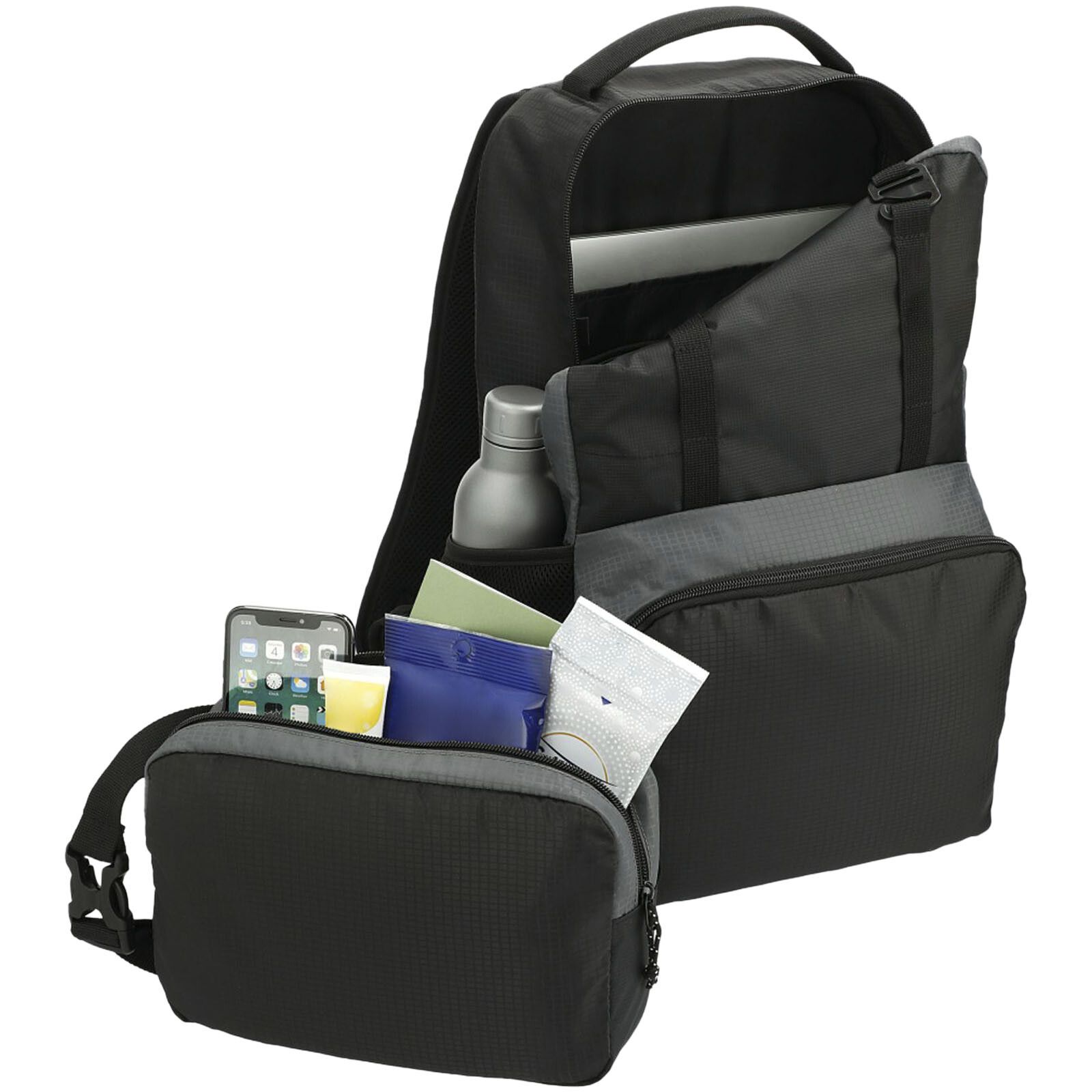 Trailhead 15" GRS recycelter zweifarbiger Laptop-Rucksack 14 L - schwarz -  grau-221