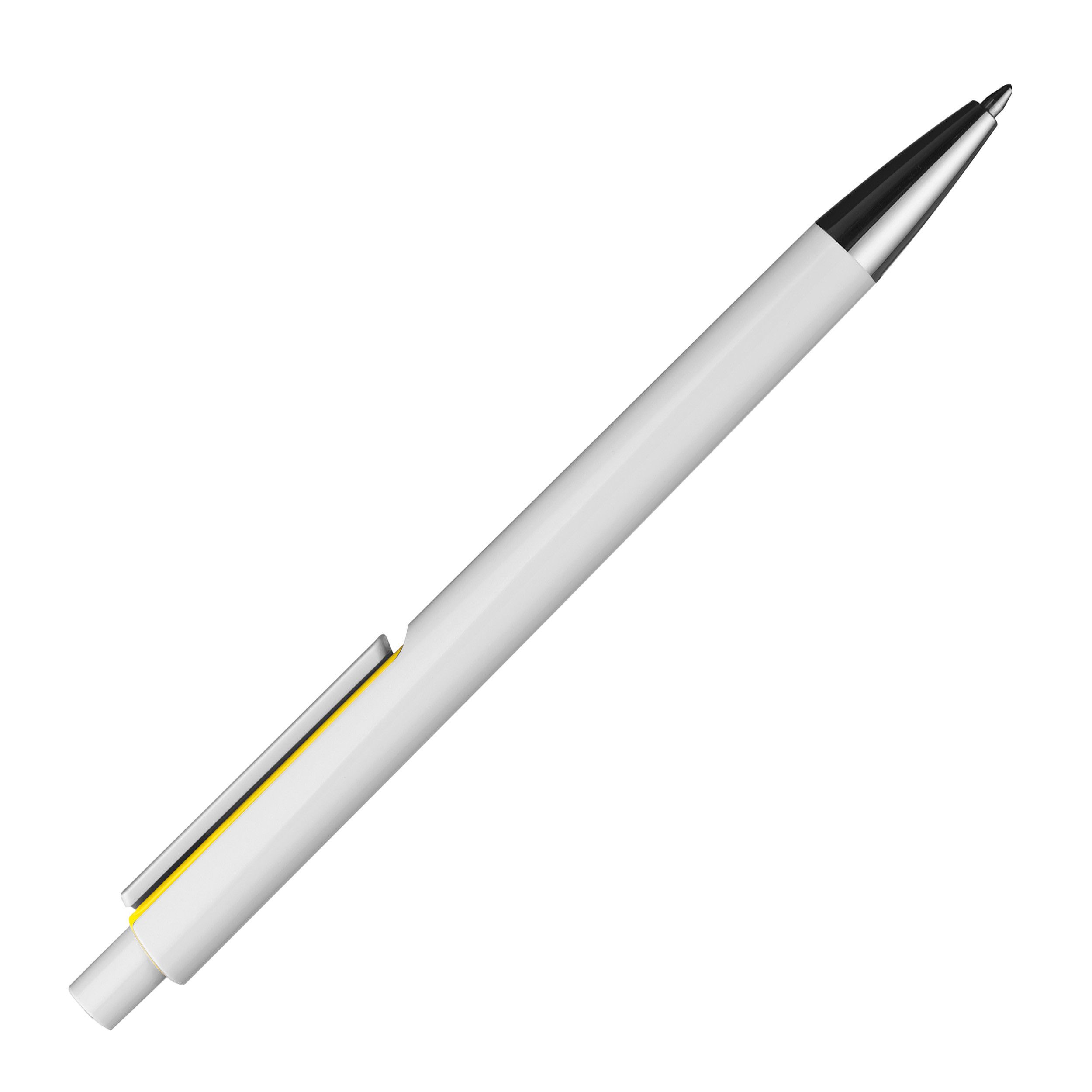 Weißer Kugelschreiber mit farbigen Applikationen  - gelb-312