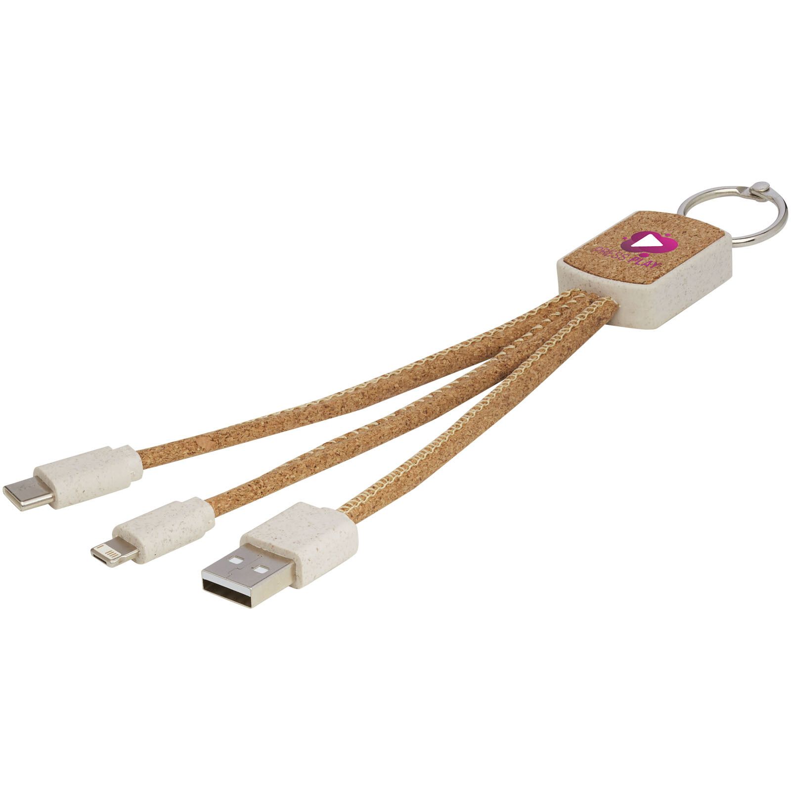 Bates Weizenstroh und Kork 3-in-1 Ladekabel - natur-358