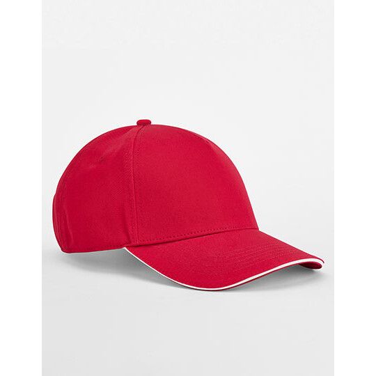 EarthAware® Classic Organic Cotton 5 Panel Cap - Sandwich Peak - classic red - white-447