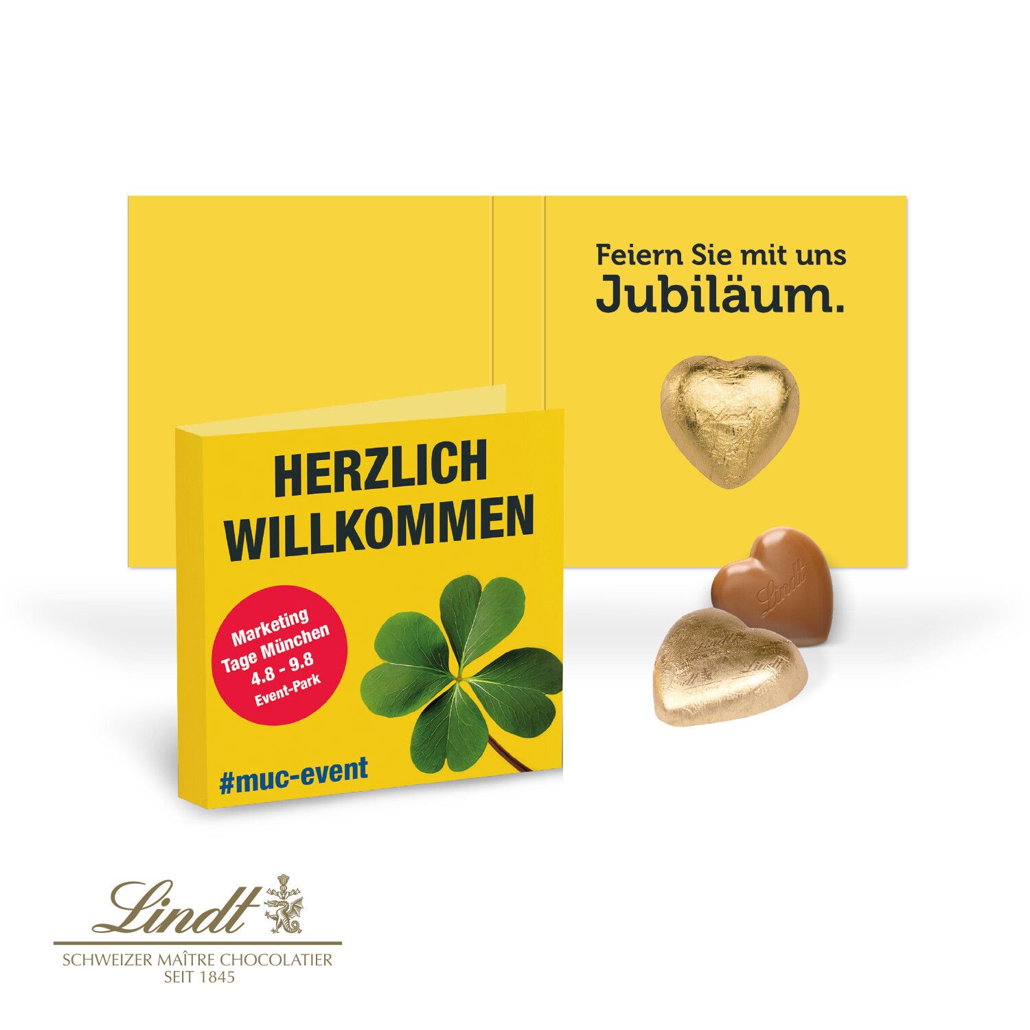 Werbe-Klappkarte mit Lindt Schokoladenherz 5g-803