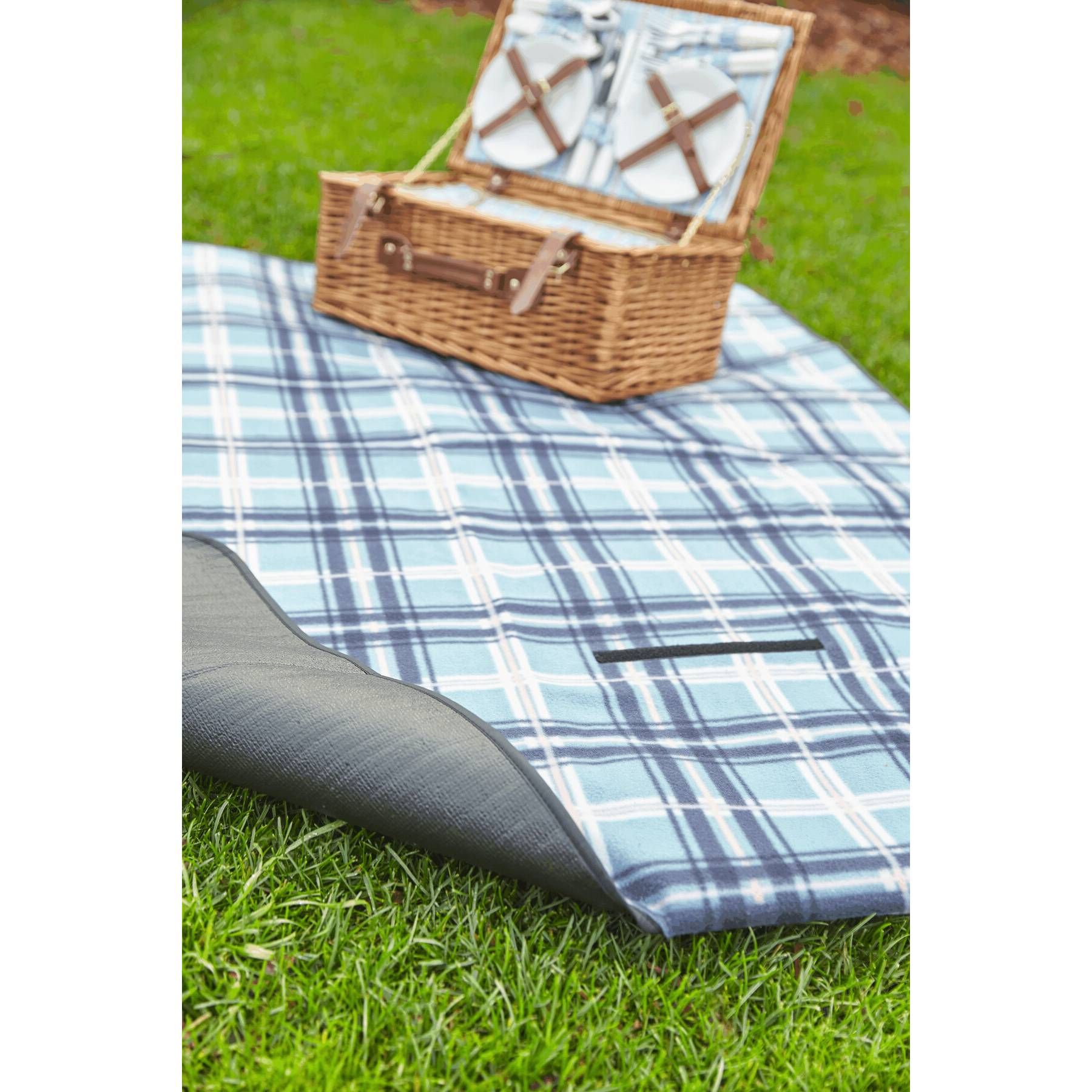 Picknickdecke OUTDOOR BREAK - blau - schwarz - weiß-880