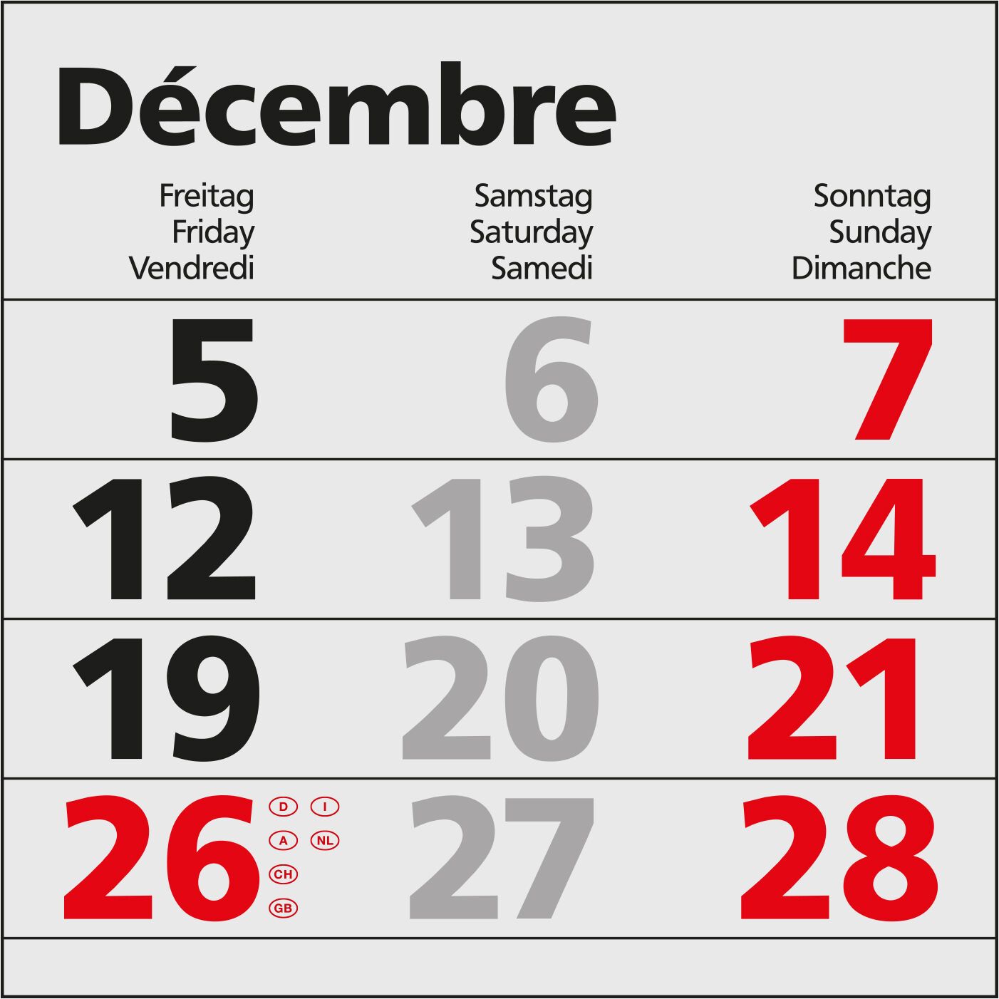3-Monatskalender Einblatt Solid 3, hellgrau-17