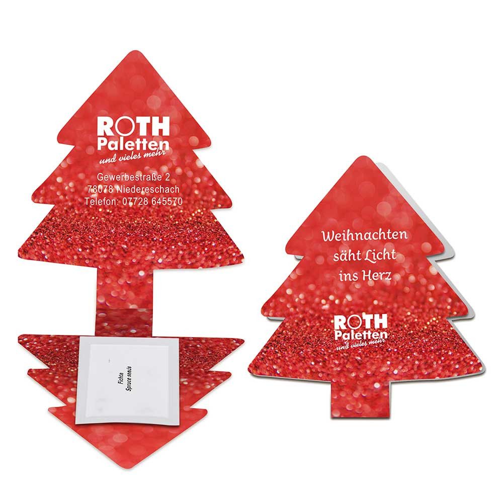 Klappkärtchen Tannenbaum - Druck individuell Digitaldruck Vorder- und Rückseite-445