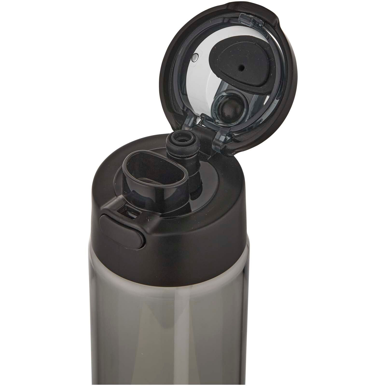 Theron 700 ml RCS Trinkflasche aus recyceltem Kunststoff mit Multifunktionsdeckel und Klappstrohhalm - schwarz-24