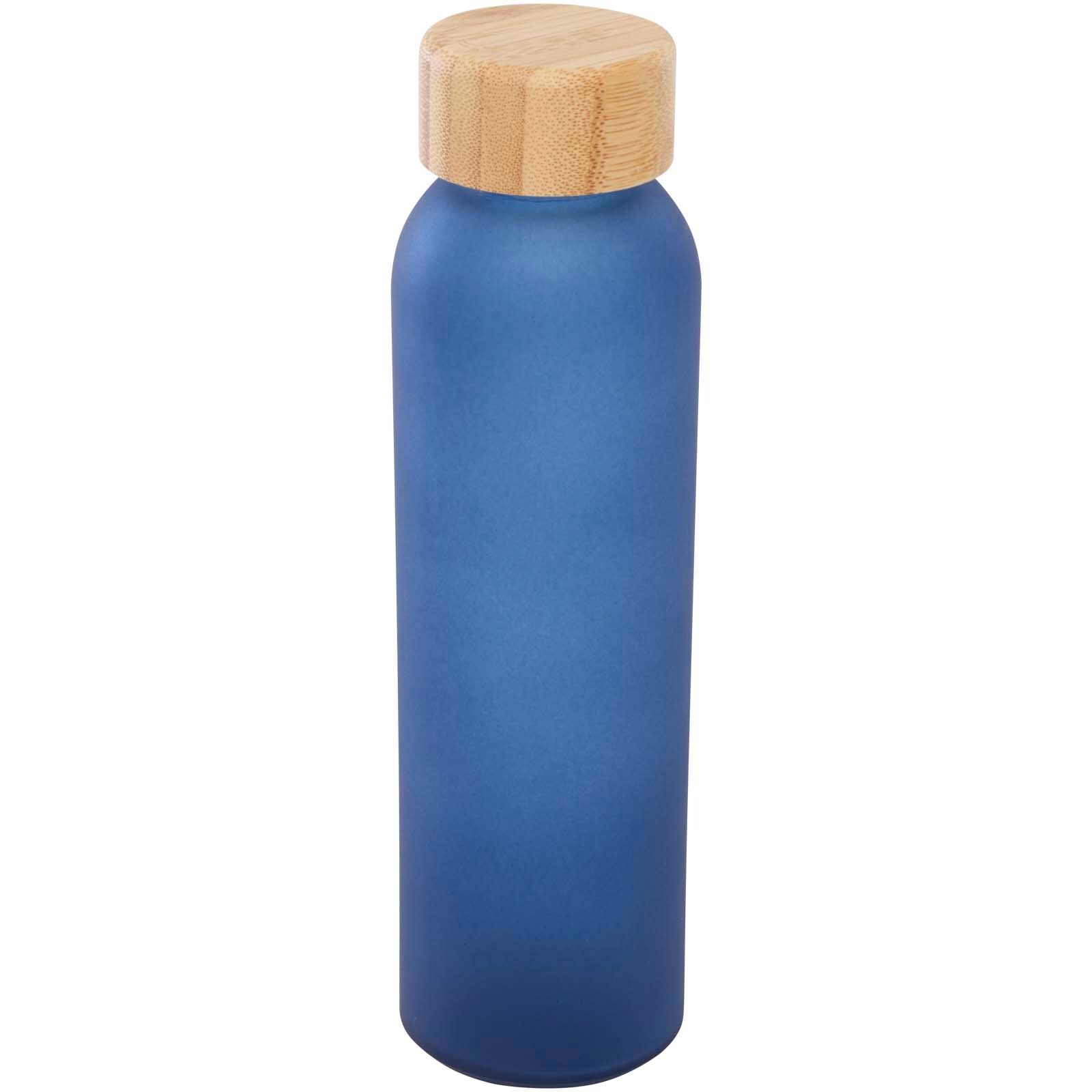 Lume 500 ml Flasche aus mattiertem Kalknatronglas mit Bambusdeckel   - ozeanblau-865
