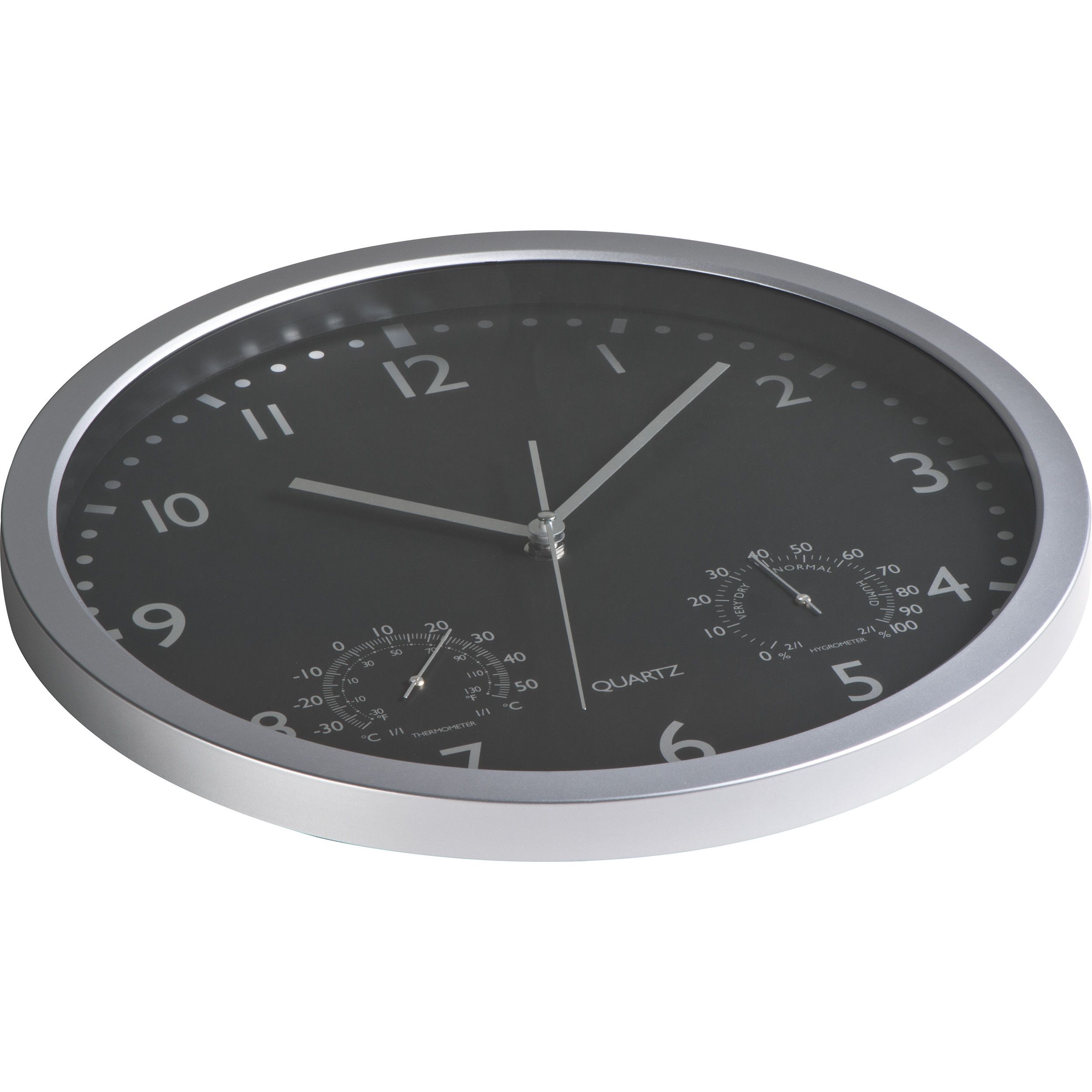 Wanduhr mit Hygro - und Thermometer - schwarz-882