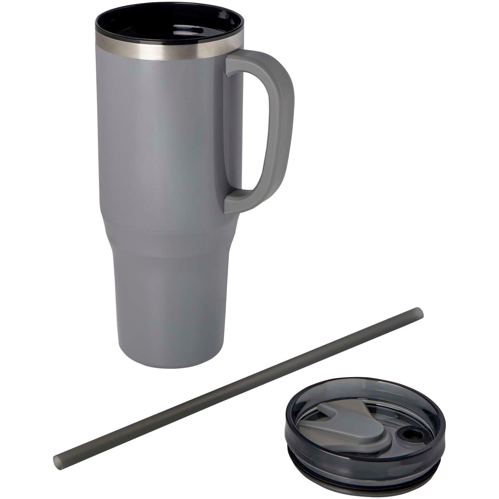 Melbourne 1200 ml RCS-zertifizierter Isolierbecher mit Strohhalm - grau-873