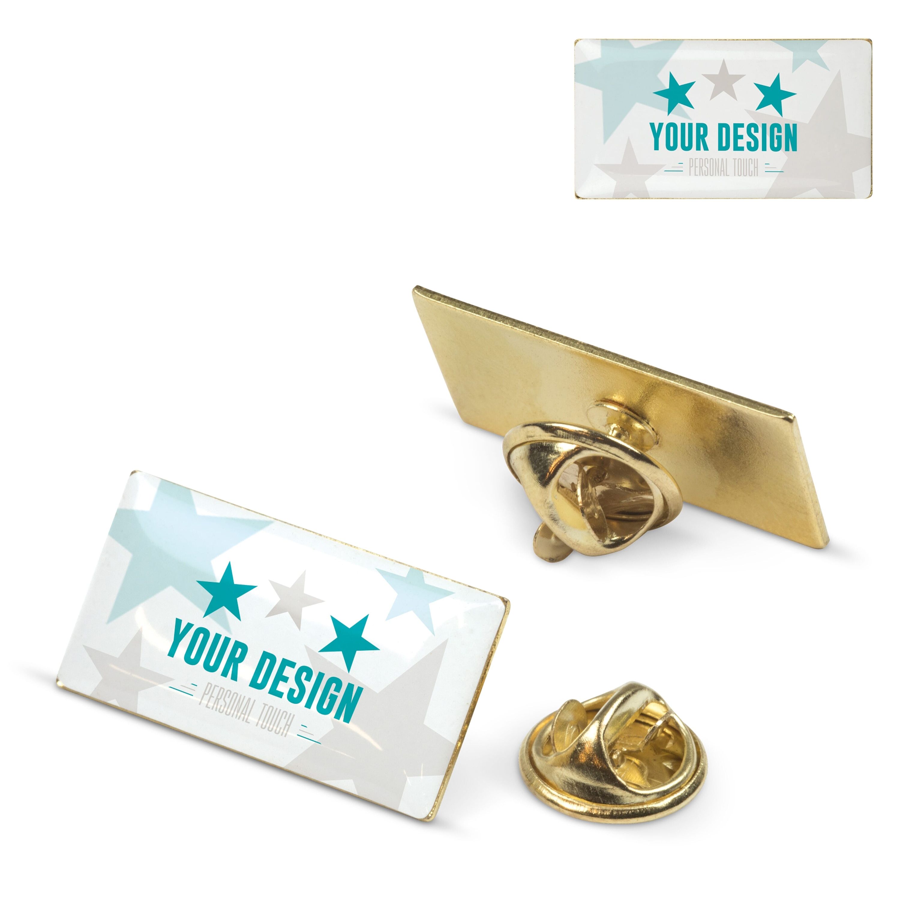 Metall Pin rechteckig 26x14mm - gold satin-933