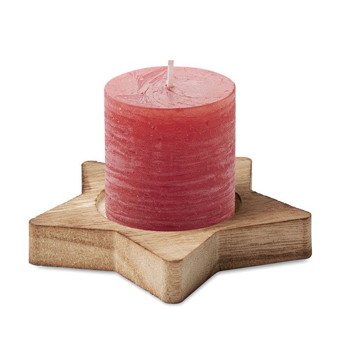 Kerze mit Halter LOTUS - rot-721