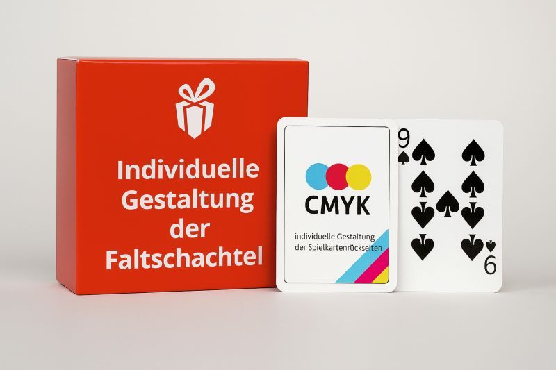 Veredelungsposition Kartenrückseite und Faltschachtel