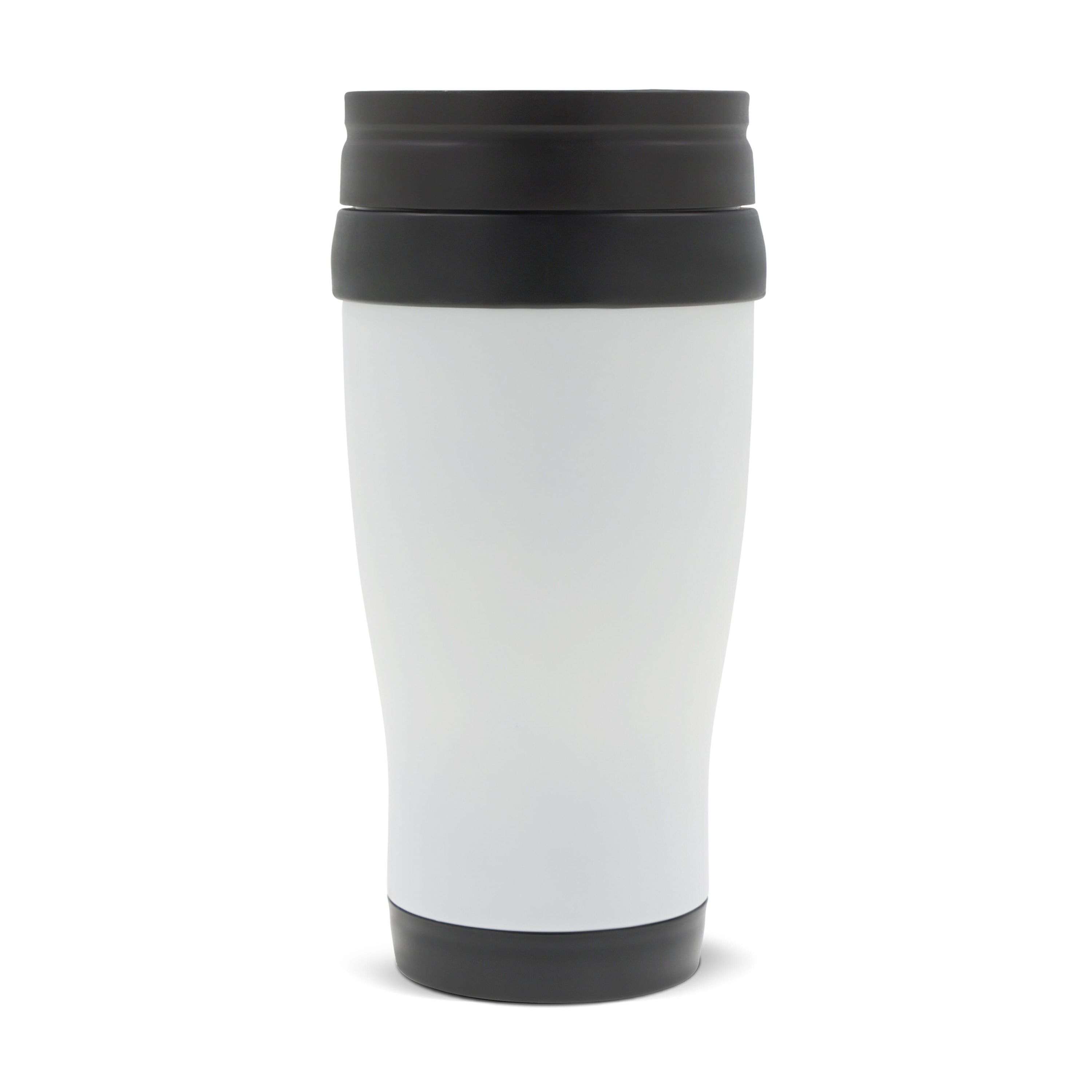 Isolierbecher Metall 350ml - dunkelbraun  -  weiss-846