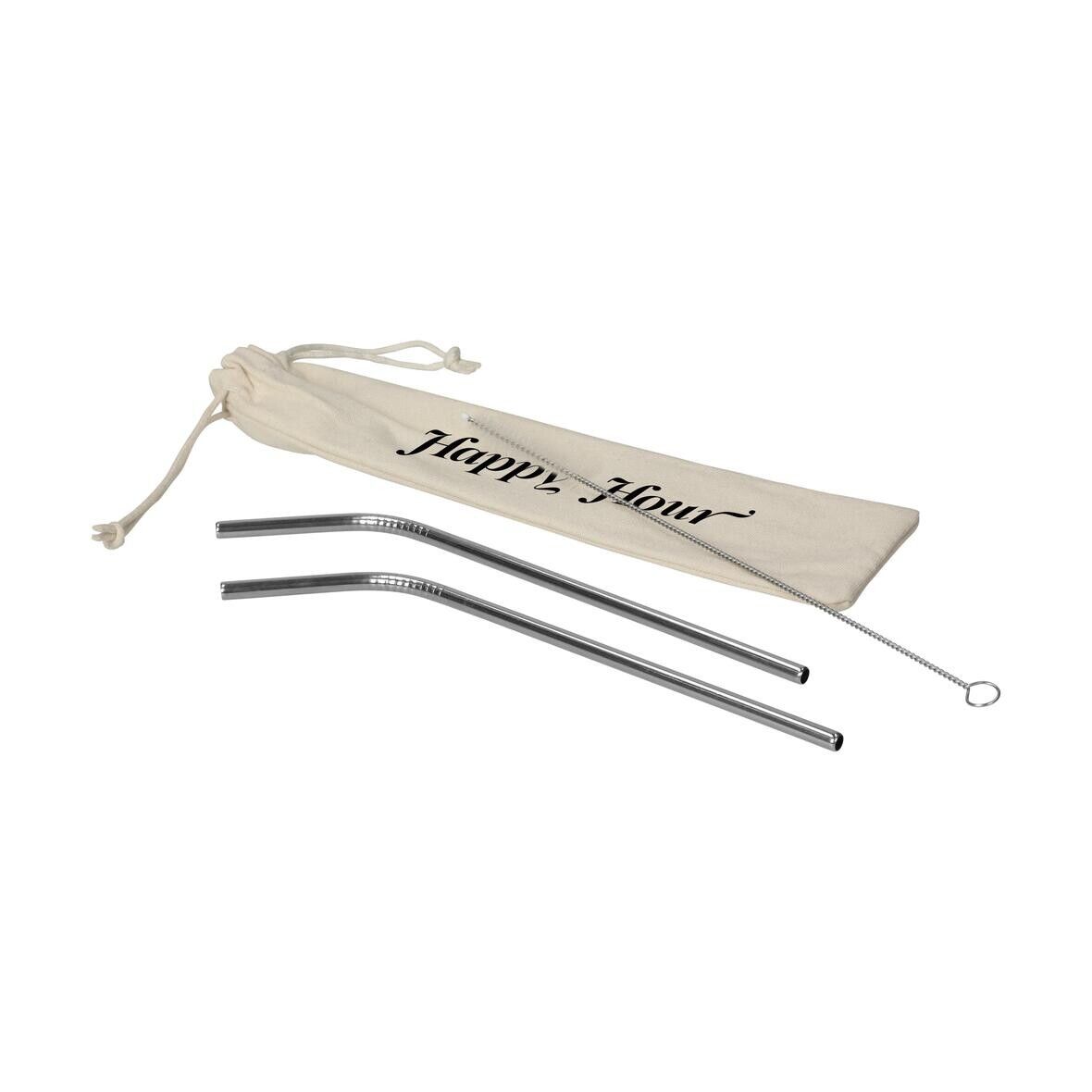 Strohhalm-Set Steel - silber - natur-21