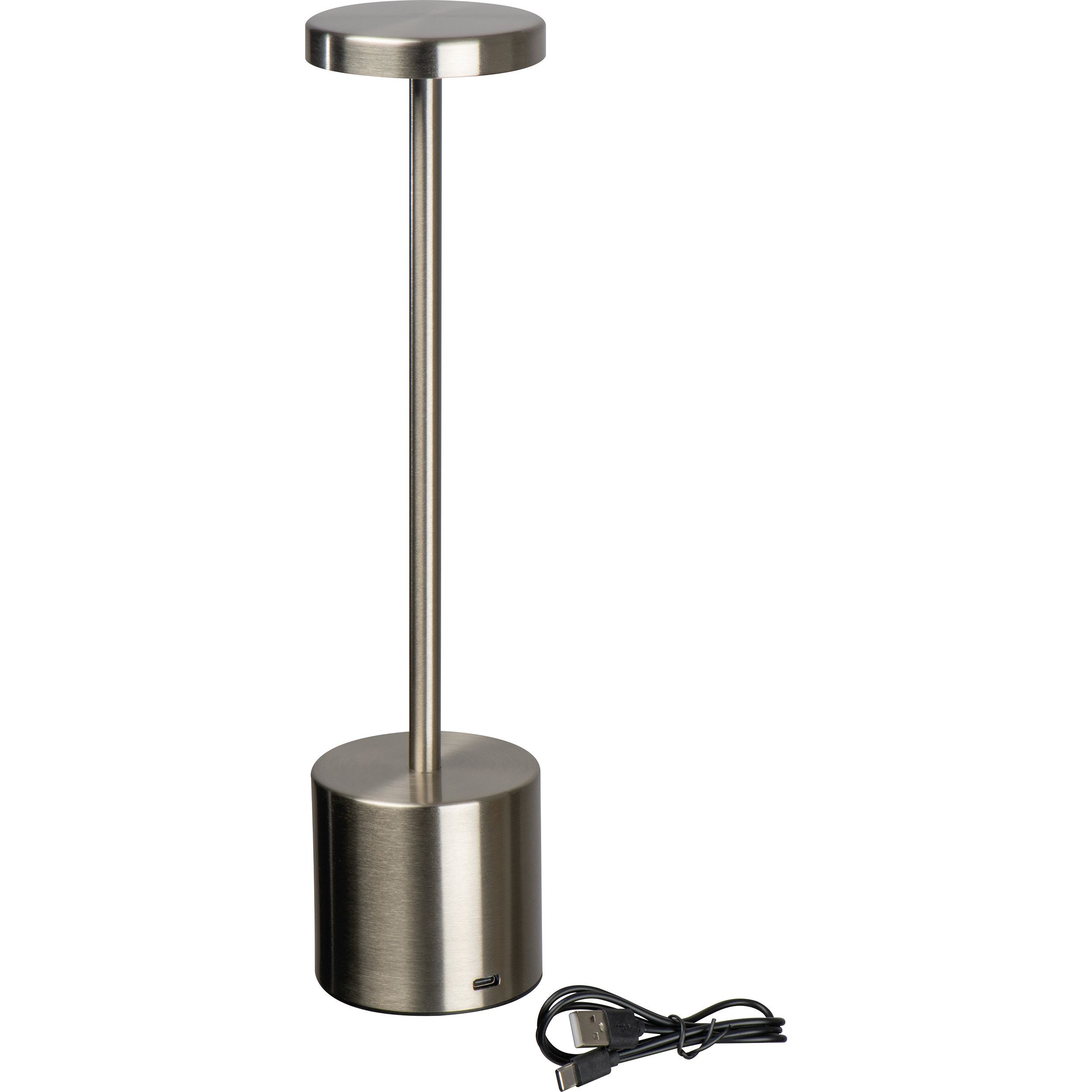 Tischlampe aus Edelstahl mit Akku  - silbergrau-702