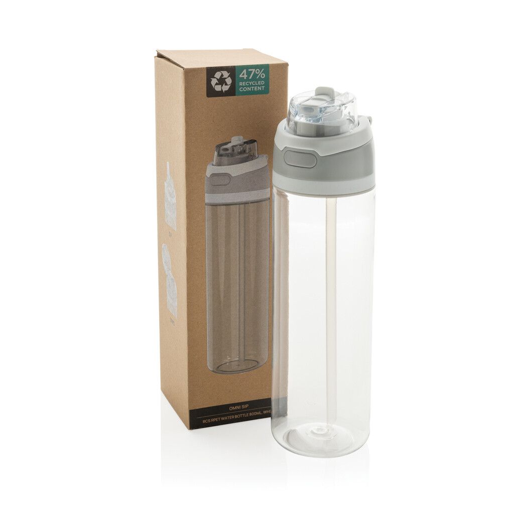 Omni Sip Wasserflasche 800ml aus RCS RPET - weiß-649