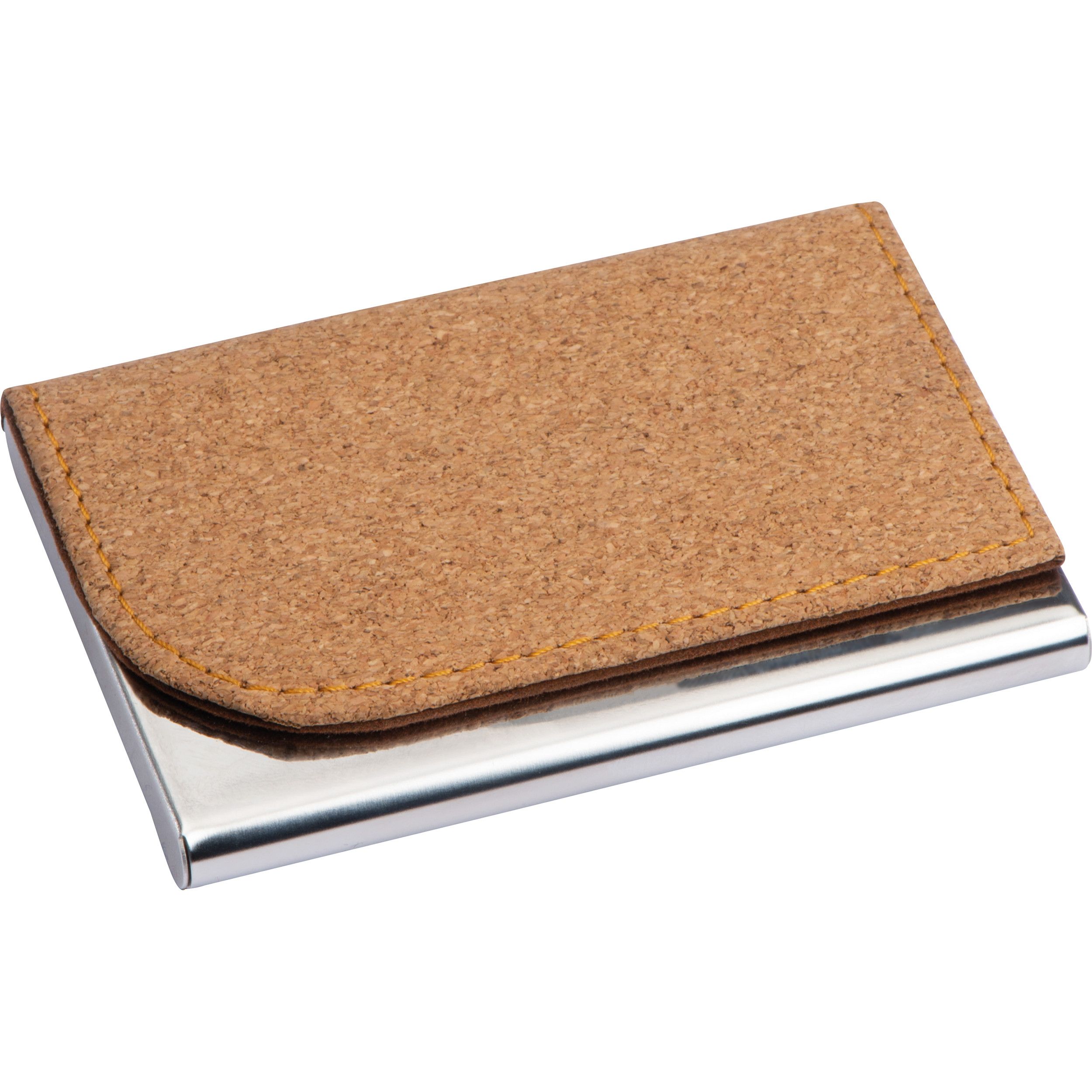 Visitenkarteneui aus Metall mit Korkdeckel - beige-245