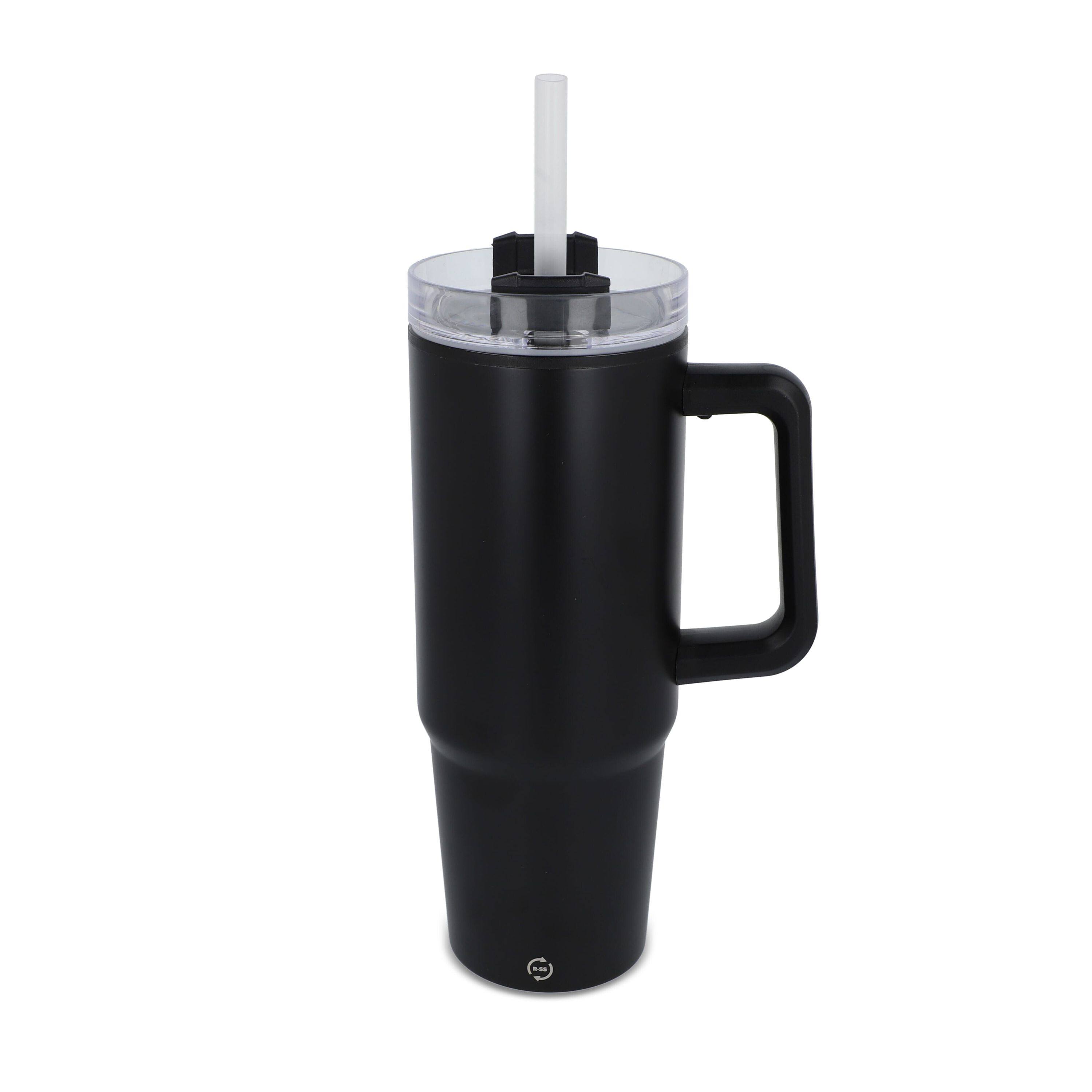 Miami Becher mit Henkel und Strohhalm 800ml - schwarz-909