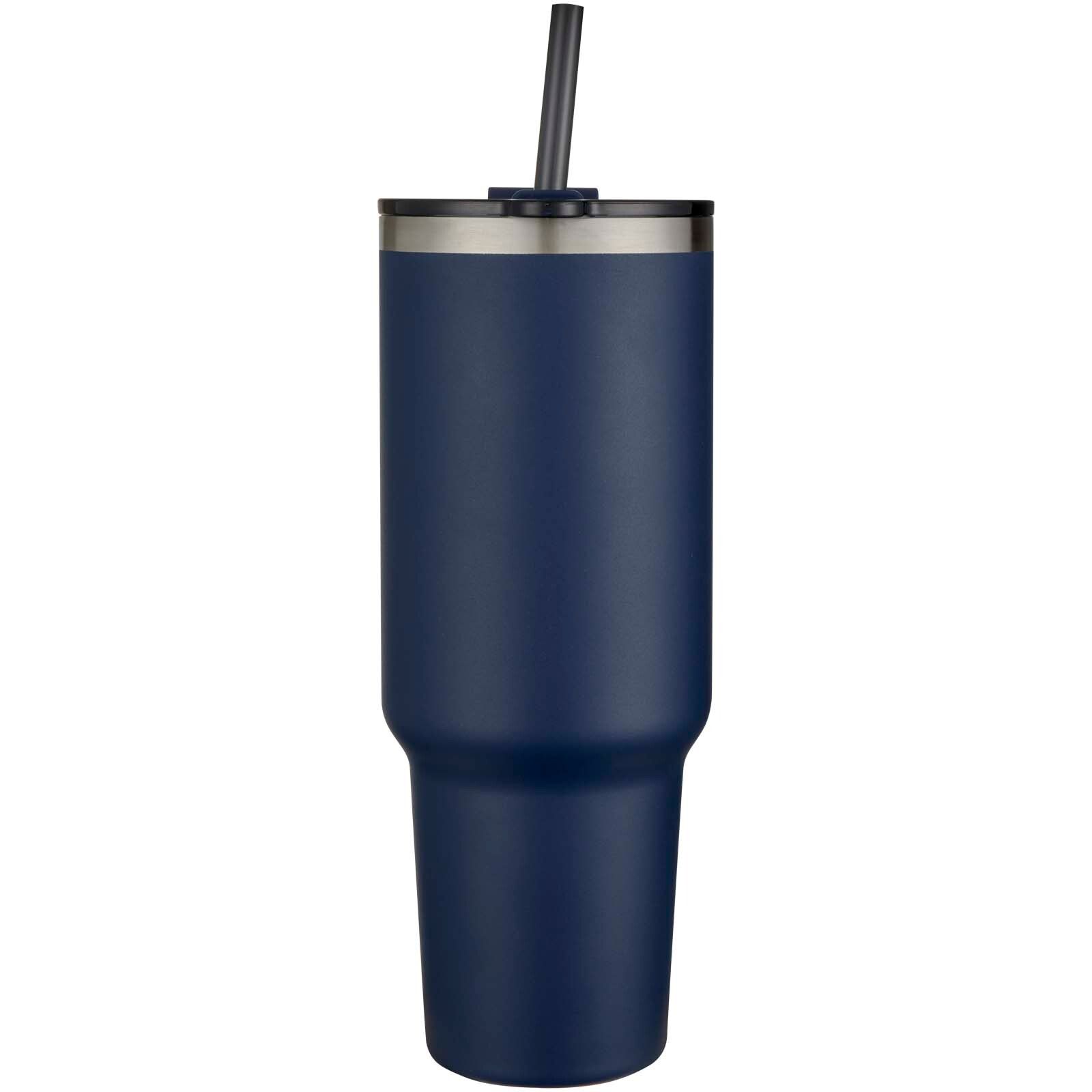 Sydney 1200 ml doppelwandiger RCS-zertifizierter Kupfer-Vakuum Isolierbecher mit Strohhalm - navy-559