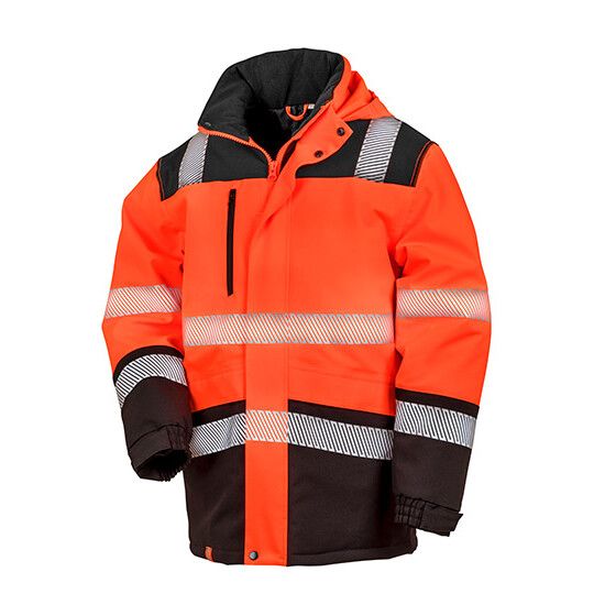 Printable Waterproof Softshell Safety Coat - fluorescent orange - black-67