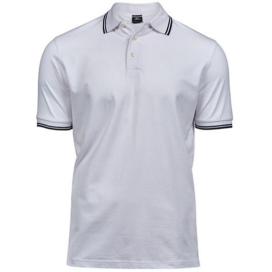 Men´s Luxury Stripe Stretch Polo - white - navy-979