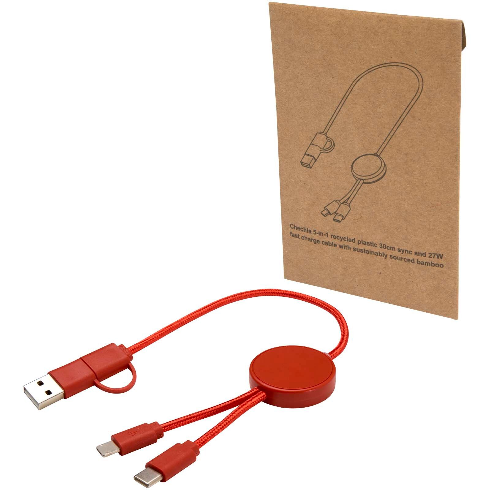Citala 30 cm 5-in-1 Kabel aus recyceltem Kunststoff für Datenübertragung und 27W Schnellladung - ziegelstein-253