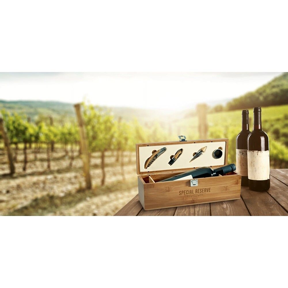 SYRAH Weinkasten aus Bambus, Zink und Edelstahl - natur-504
