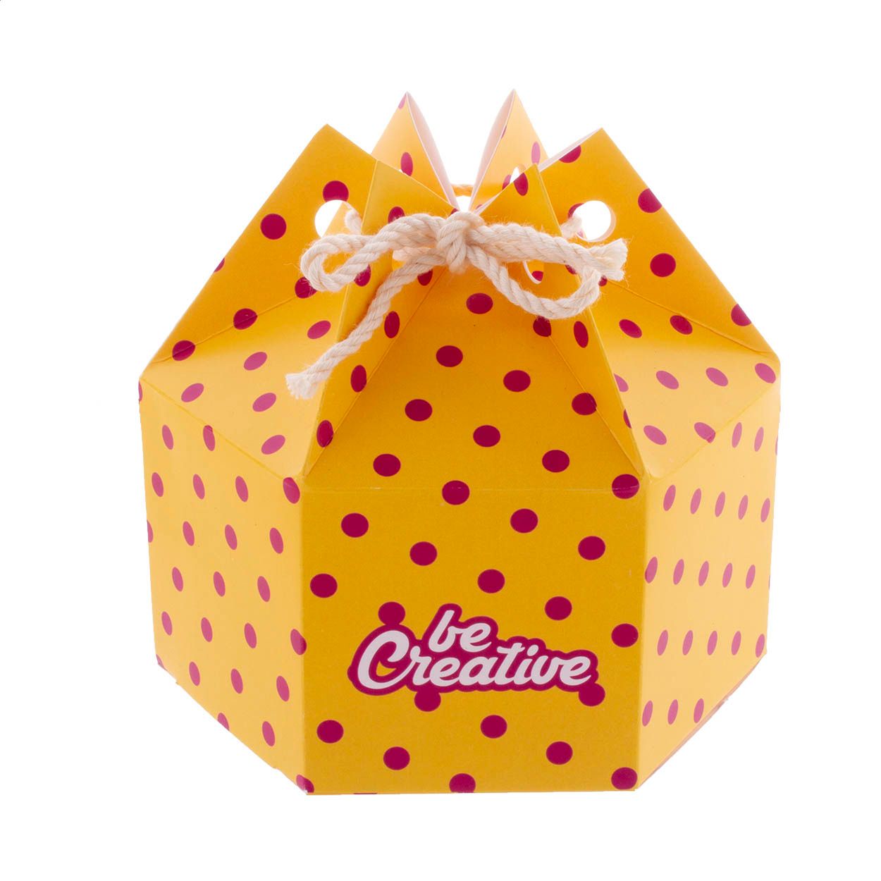 CreaBox HexaCord M Sechseckige Geschenkbox (130 x 113 x 118 mm) - weiß-18