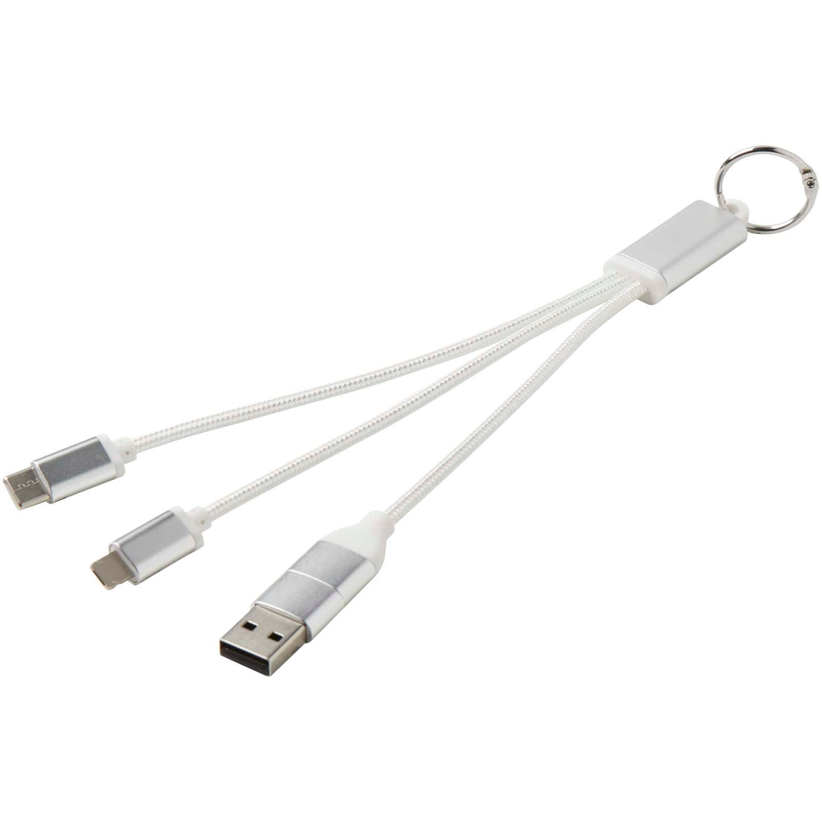 Metal 4-in-1 Ladekabel aus recyceltem Aluminium mit Schlüsselanhänger - silber-193