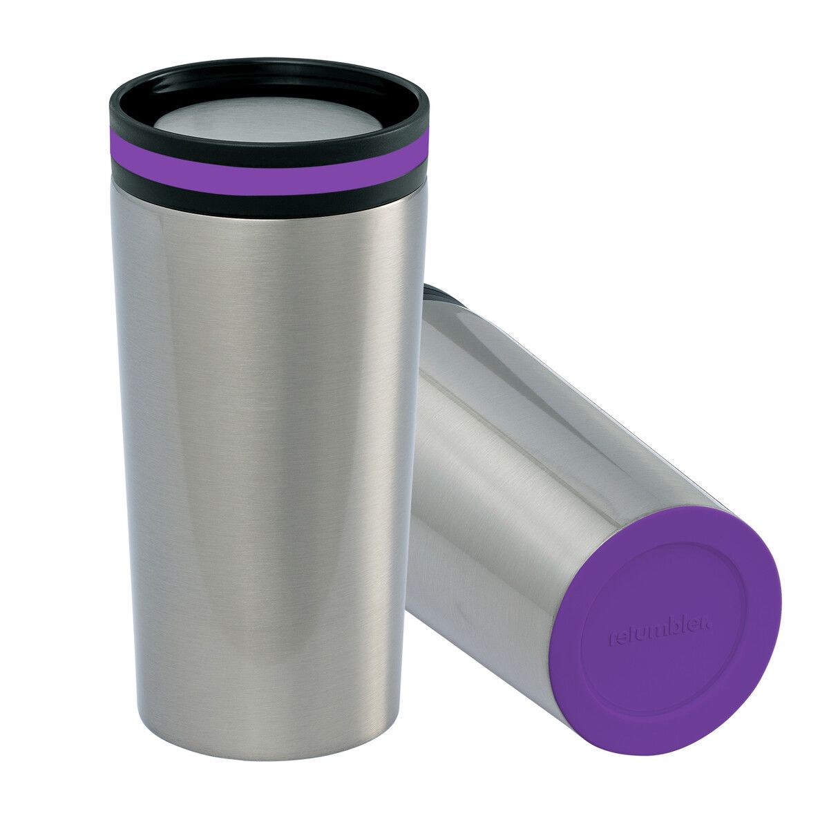 Thermobecher myDRINQEO mit Ring und Boden - silber - lila - lila-259