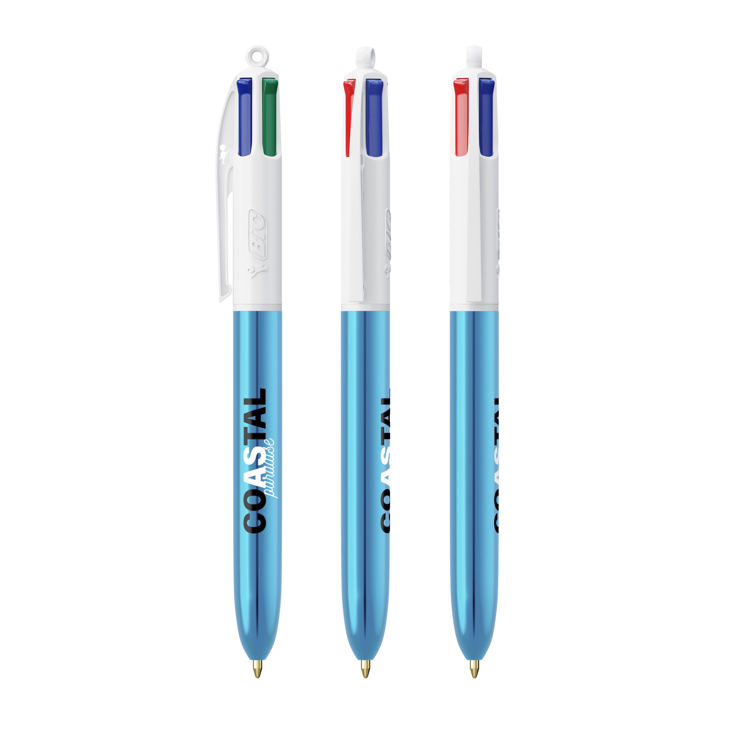 BIC® 4 Colours® Shine Kugelschreiber - weiß - blaumetallic-848