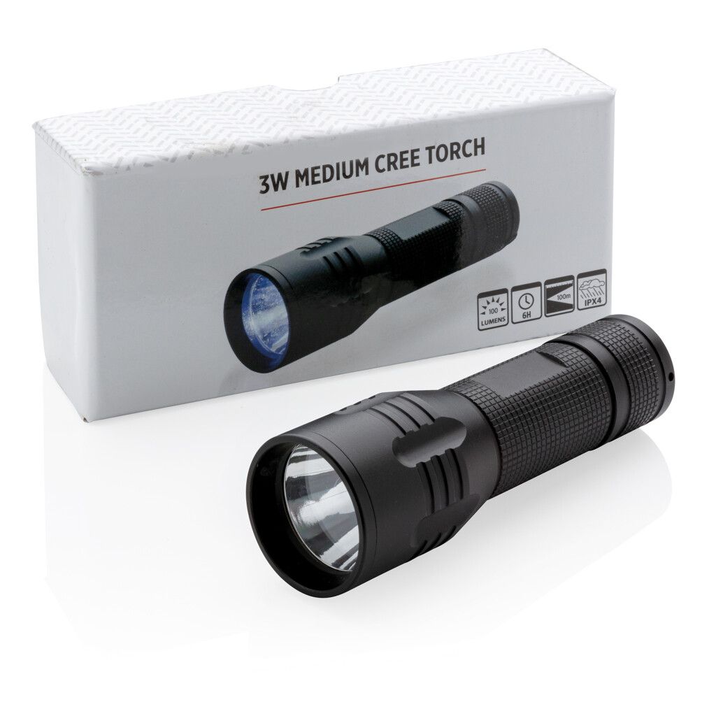 3W Cree Taschenlampe - schwarz-240