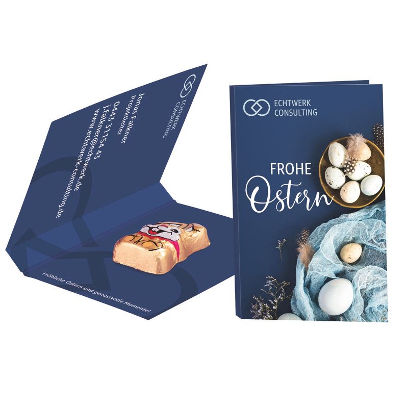 Werbekarte Visitenkartenformat, Riegelein Schokoladen Mini-Osterhase-428